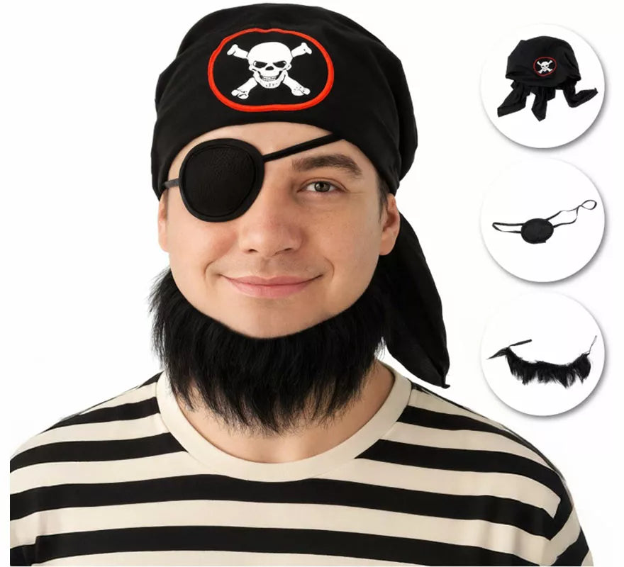Translation missing: fr.Kit de Pirata: Pañuelo, Parche y Barba