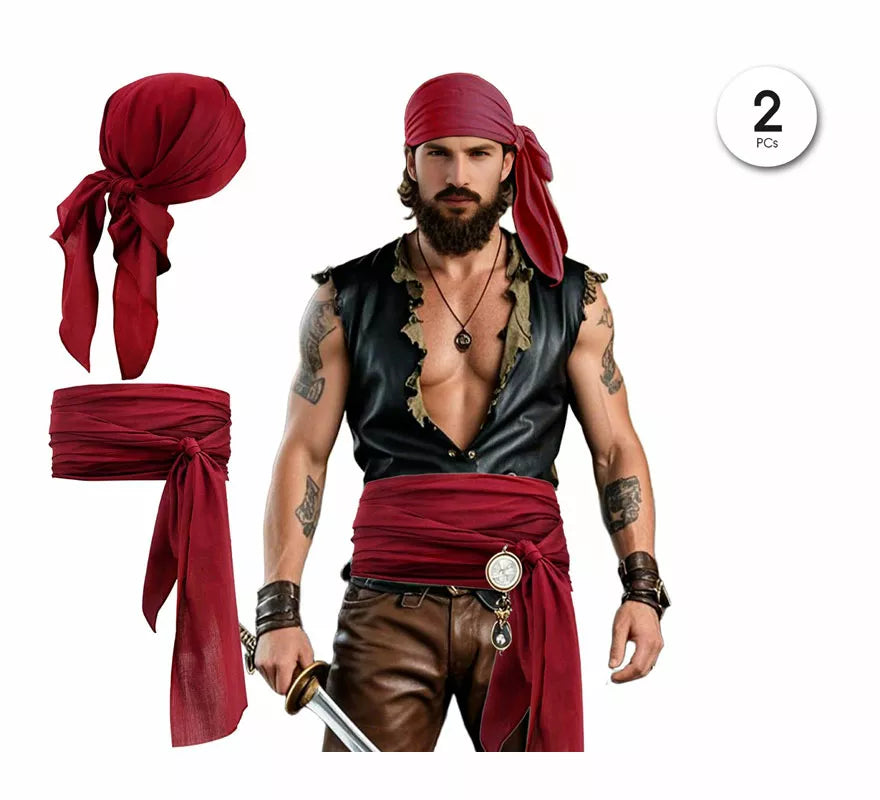 Translation missing: fr.Kit de Pirata para hombre: Pañuelo y Cinturón
