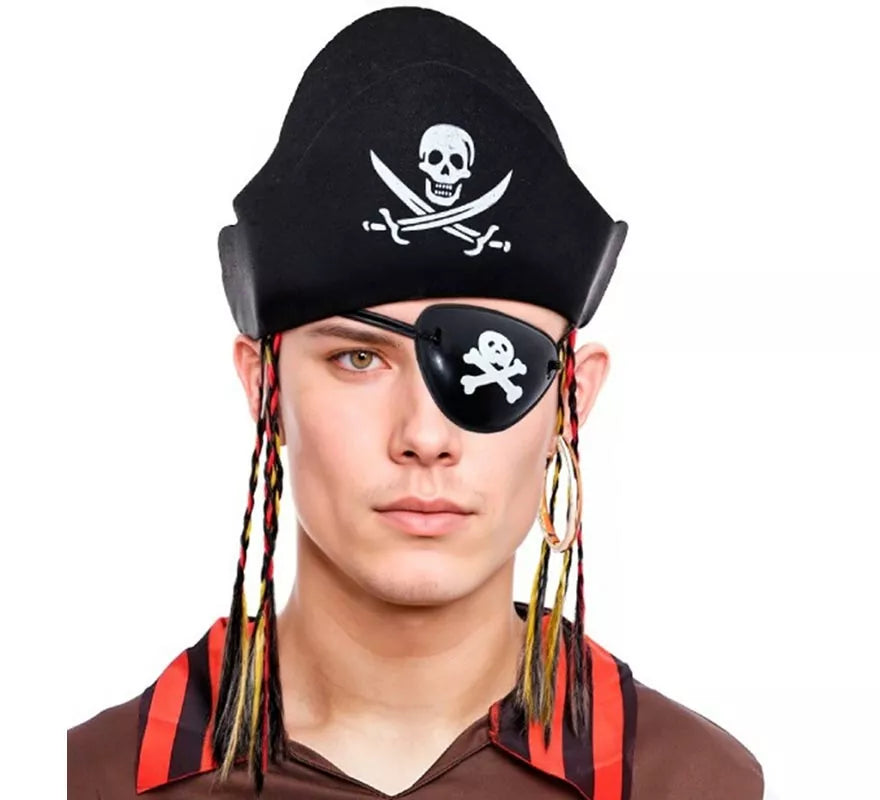 Translation missing: fr.Kit de Pirata: Sombrero con Trenzas, Pendiente y Parche