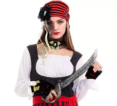 Kit pirate : coiffe, tour de cou, boucles d'oreilles et mitaines