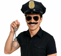Kit de police : chapeau, lunettes, moustache et menottes
