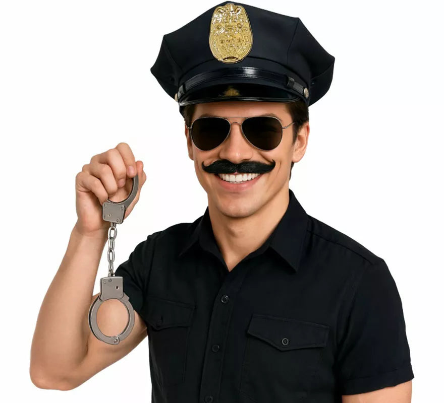 Translation missing: fr.Kit de Policía: Gorra, Gafas, Bigote y Esposas