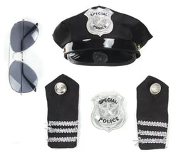 Kit de police : casquette, lunettes, insignes d'épaule et insigne