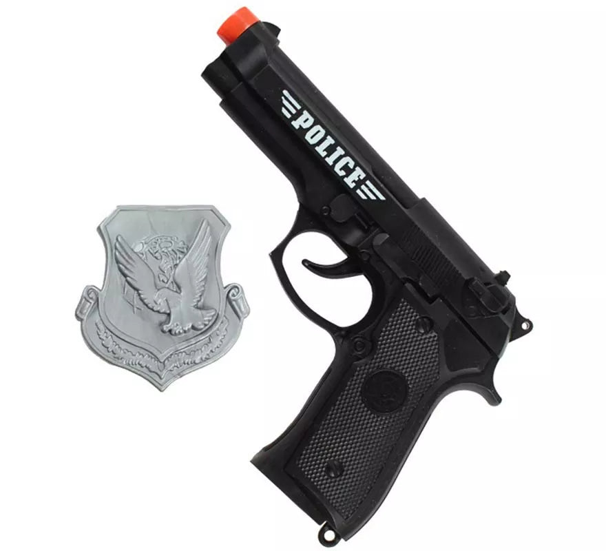 Translation missing: fr.Kit de Policía negro: Pistola de juguete y Placa