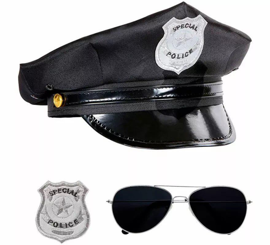 Translation missing: fr.Kit de Policía para adultos: Gorra, Gafas y Placa