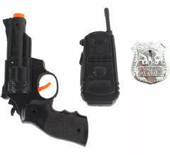 Kit de police : talkie-walkie, insigne et pistolet en plastique