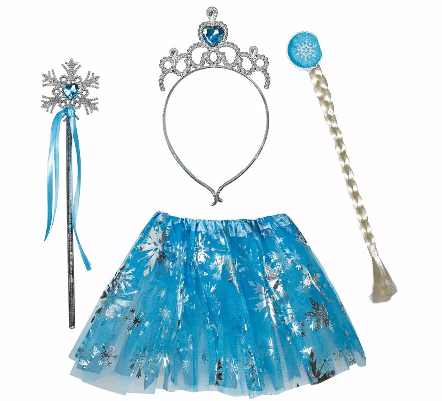 Translation missing: fr.Kit de Princesa de los Hielos infantil: Falda, diadema, mechón y varita