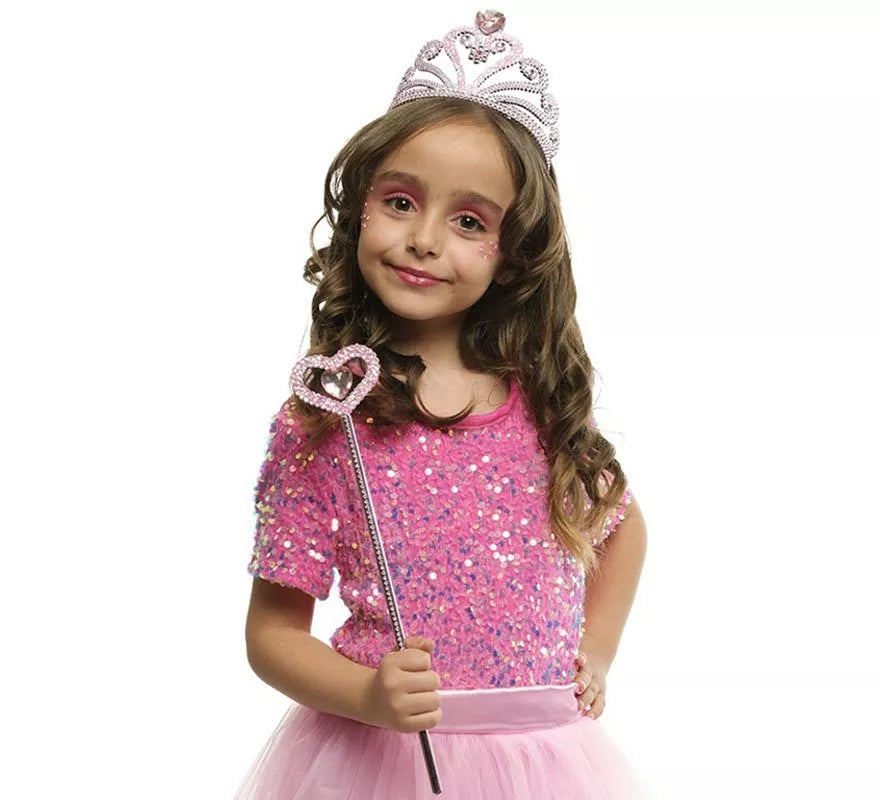 Translation missing: fr.Kit de Princesa Heart rosa infantil: Tiara y Varita