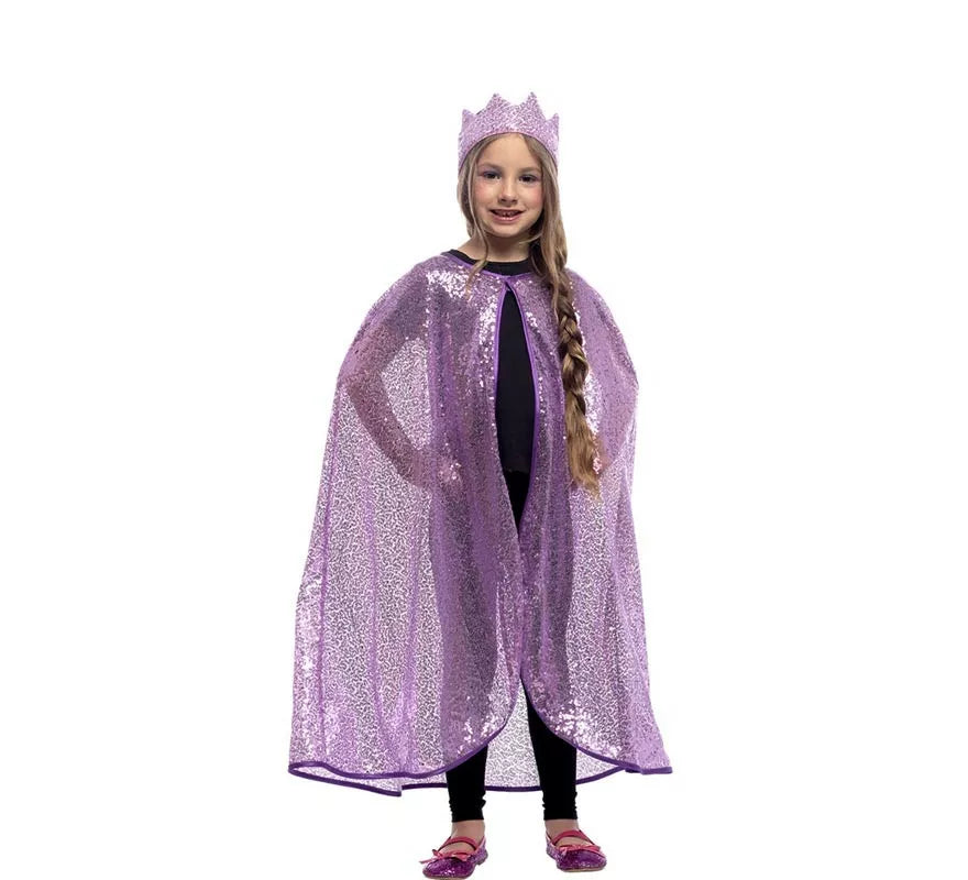 Translation missing: fr.Kit de Princesa lila brillo infantil: Capa y Corona