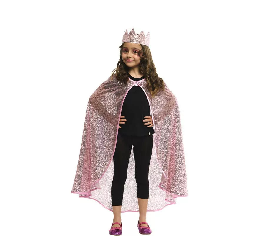 Translation missing: fr.Kit de Princesa rosa brillo infantil: Capa y Corona
