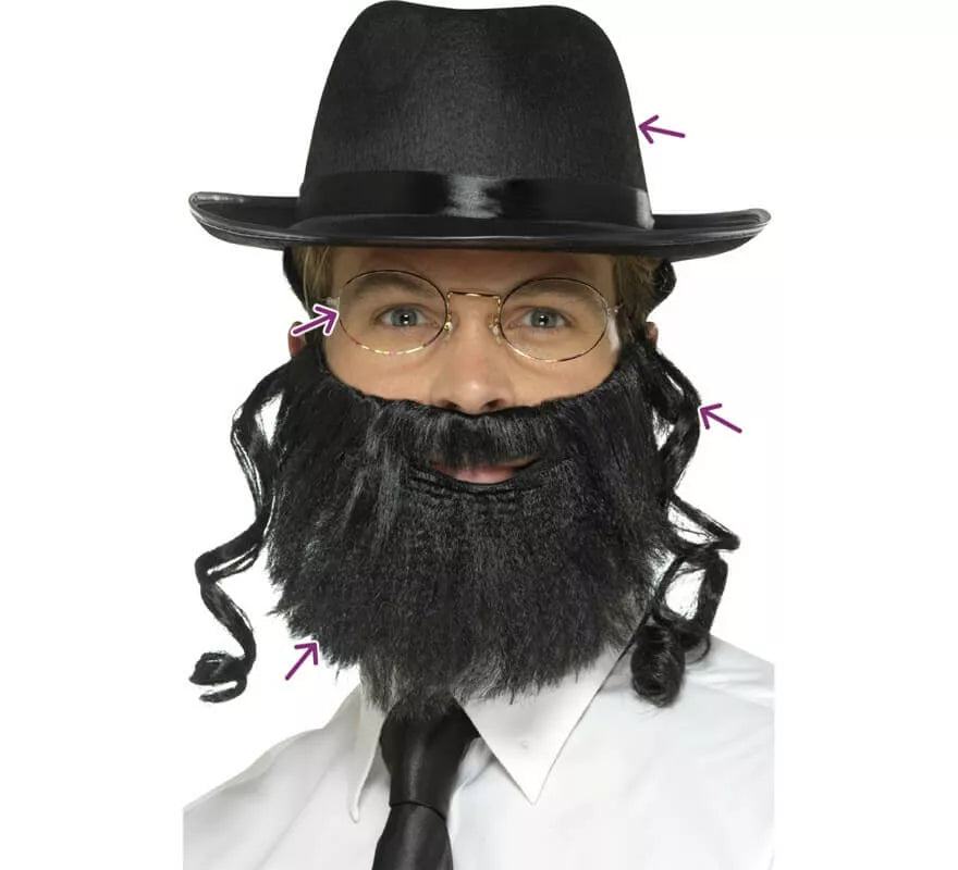 Translation missing: fr.Kit de Rabino: Sombrero con Pelo, Barba y Gafas