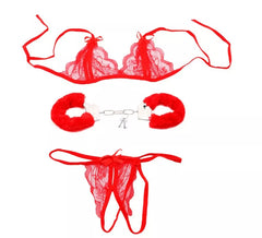 Kit Sado sexy adulte : Menottes, haut et collants