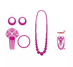 Kit Sevillana Fuchsia : Peigne, Collier, Boucles d'oreilles et Bracelet