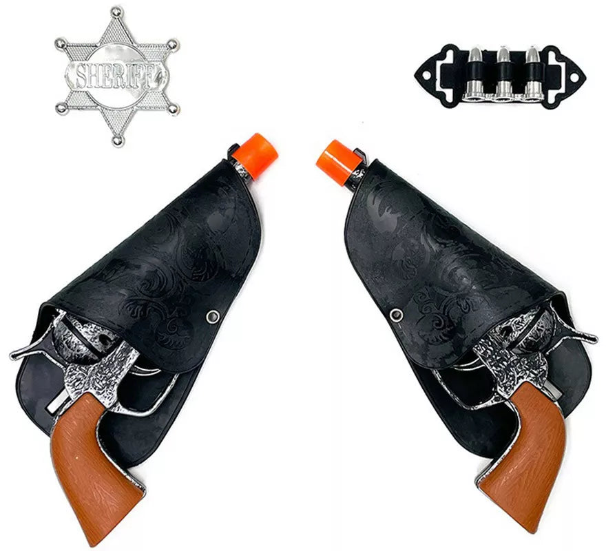 Translation missing: fr.Kit de Sheriff: 2 Pistolas con fundas, Estrella y Balas