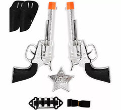 Kit de shérif : insigne et 2 pistolets avec balles en plastique