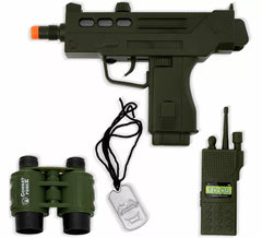 Kit de soldat : fusil, insigne, jumelles et talkie-walkie en plastique