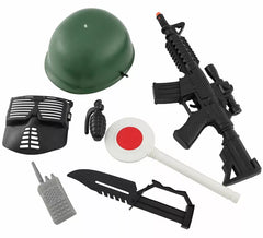Kit de soldat militaire avec casque et fusil en plastique