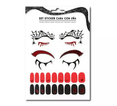 Kit d'autocollants visage adulte : Contour des yeux et ongles araignées