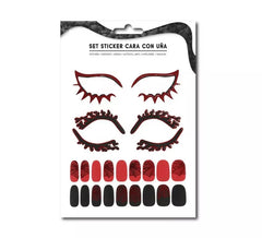 Kit d'autocollants visage adulte : contour des yeux et des ongles en toile d'araignée