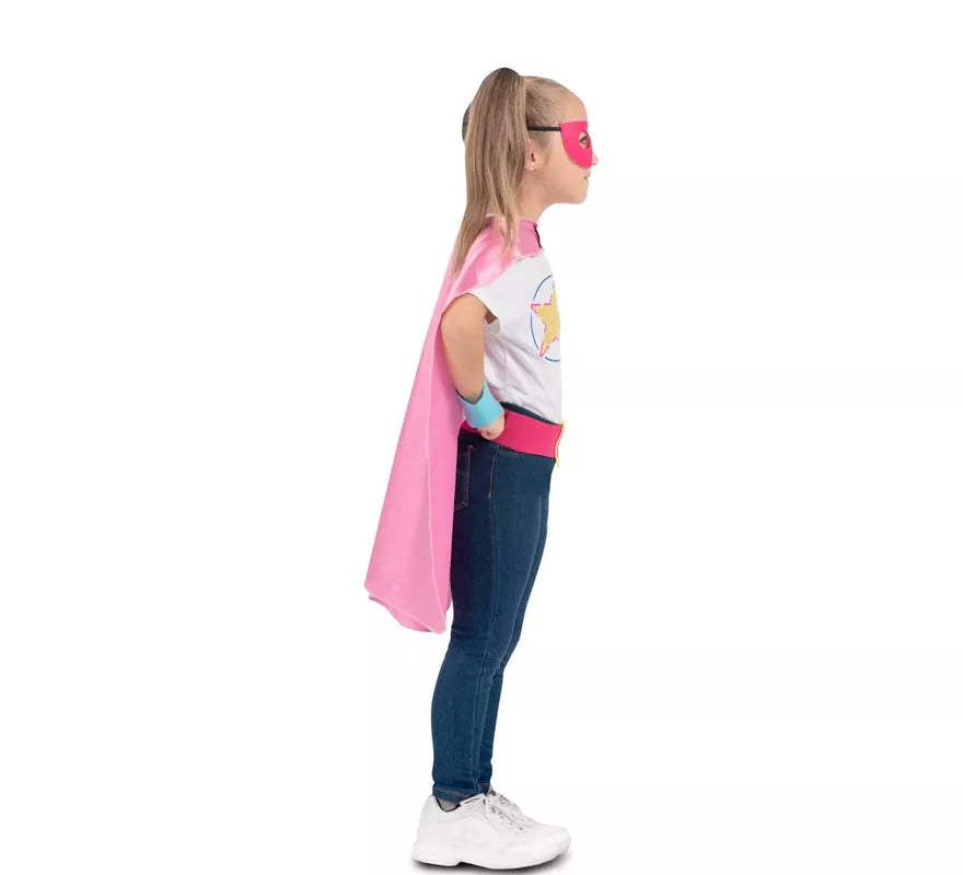 Translation missing: fr.Kit de Superheroína rosa infantil: antifaz, capa y cinturón