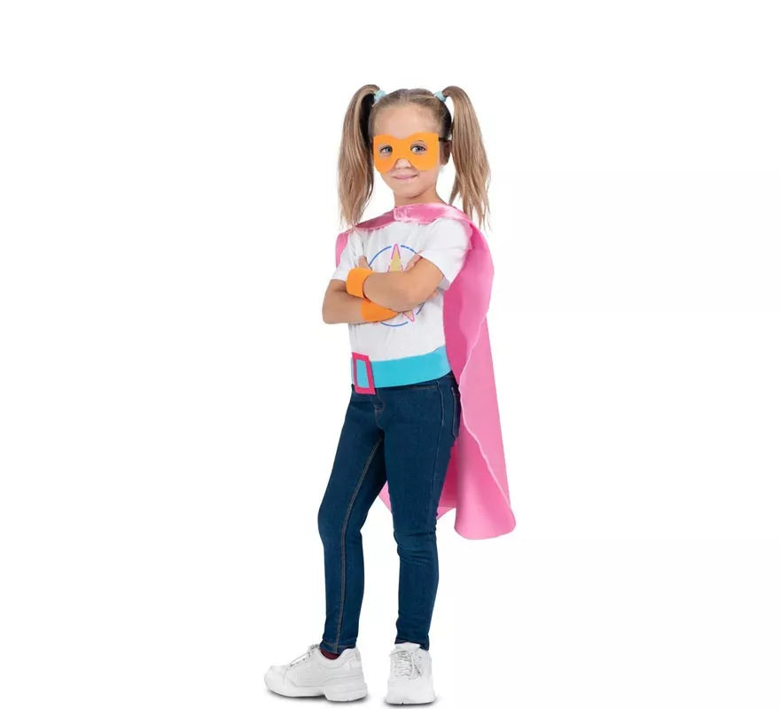 Translation missing: fr.Kit de Superheroína rosa infantil: antifaz, capa y cinturón