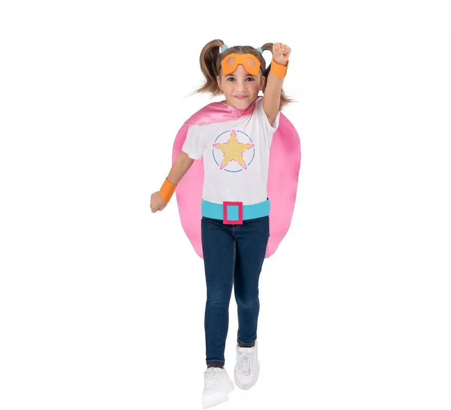 Translation missing: fr.Kit de Superheroína rosa infantil: antifaz, capa y cinturón