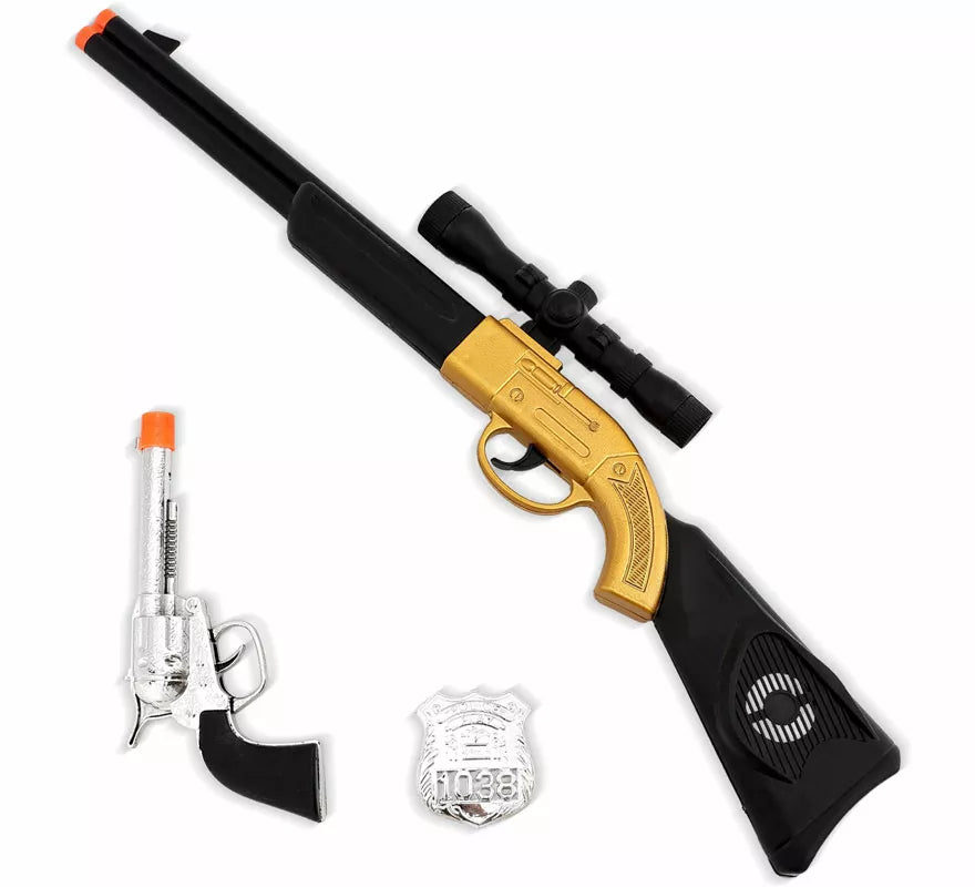 Translation missing: fr.Kit de SWAT: Placa, Rifle de 50x10 cm y Pistola de 18,5x9 cm de plástico