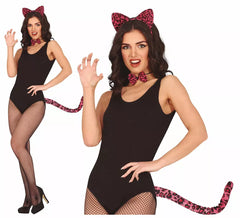 Kit Tigre Fuchsia Adulte : Bandeau, noeud papillon et queue