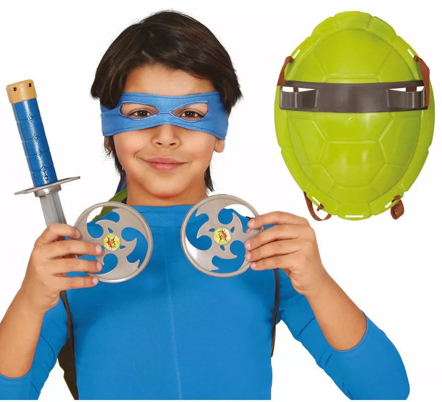Translation missing: fr.Kit de Tortuga verde infantil: Caparazón, Espada, Antifaz y Shuriken