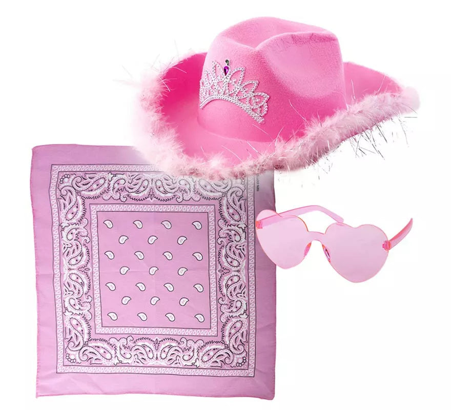 Translation missing: fr.Kit de Vaquera rosa: Gafas, pañuelo y sombrero de 58 cm