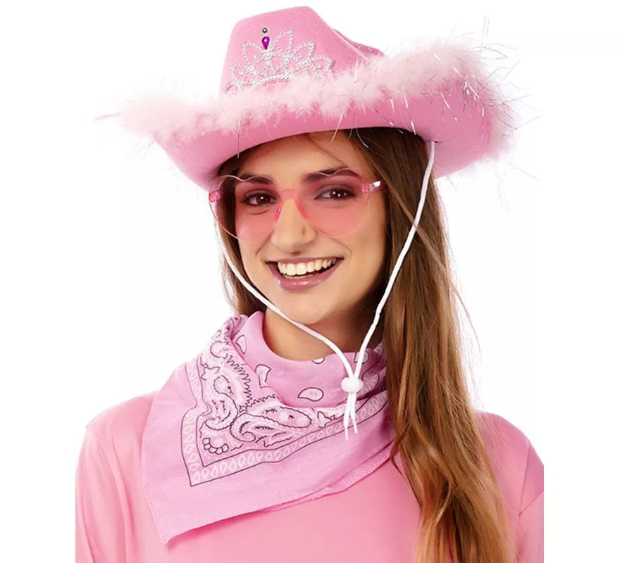 Translation missing: fr.Kit de Vaquera rosa: Gafas, pañuelo y sombrero de 58 cm