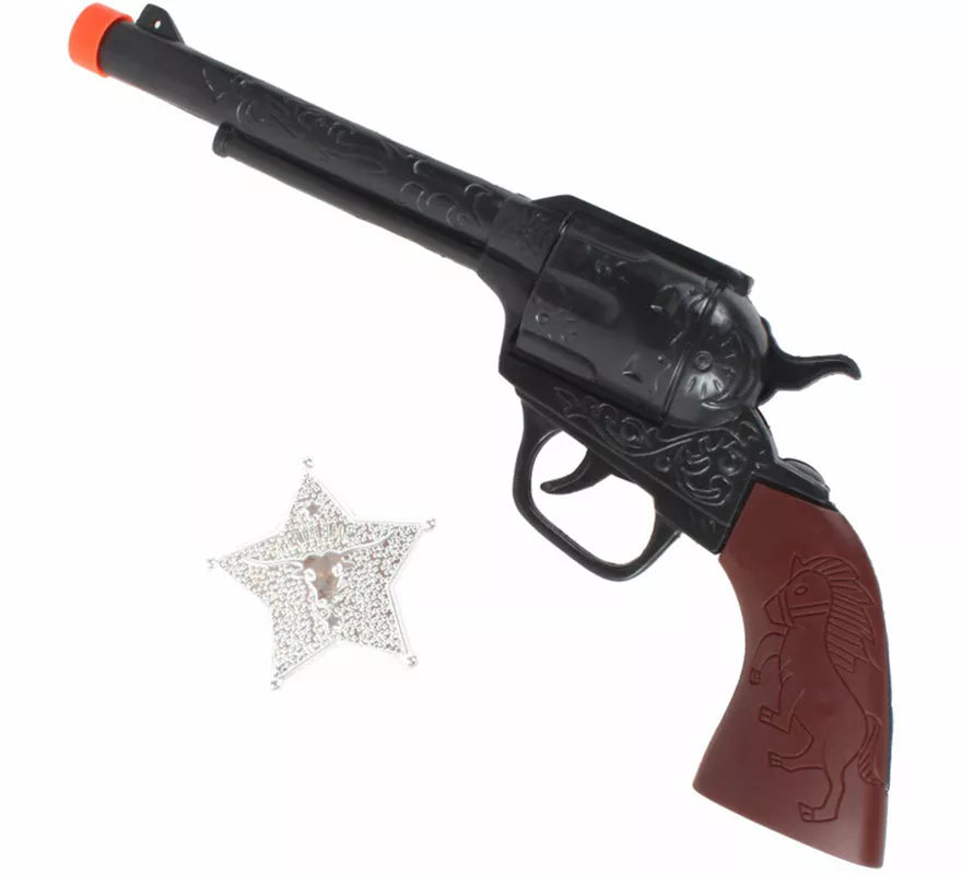 Translation missing: fr.Kit de Vaquero: Placa y Revolver de 34 cm de plástico