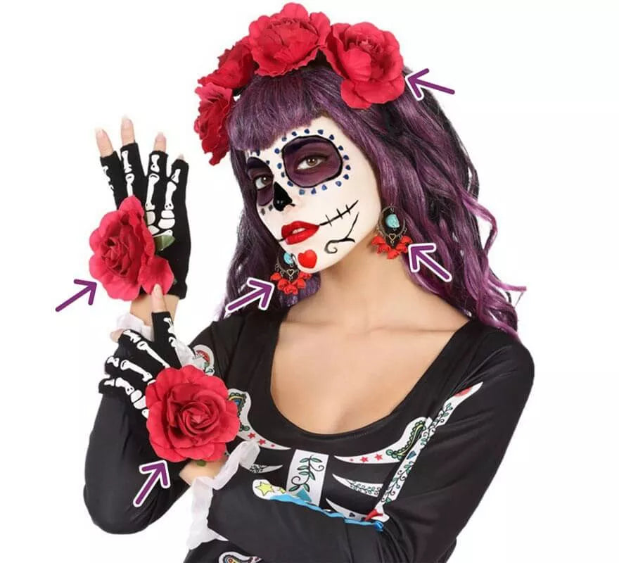 Translation missing: fr.Kit del Día de los muertos: Guantes, Pendientes y Diadema