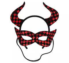 Kit Diable : Bandeau et masque noir et rouge