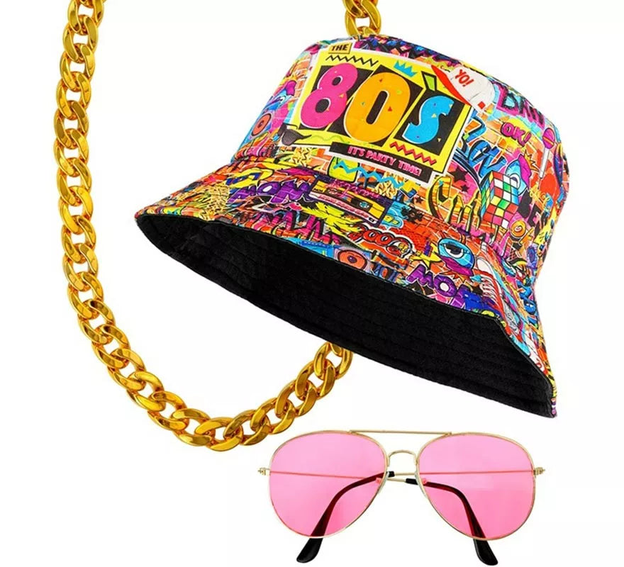 Translation missing: fr.Kit Funky Años 80: Sombrero, Gafas y Collar