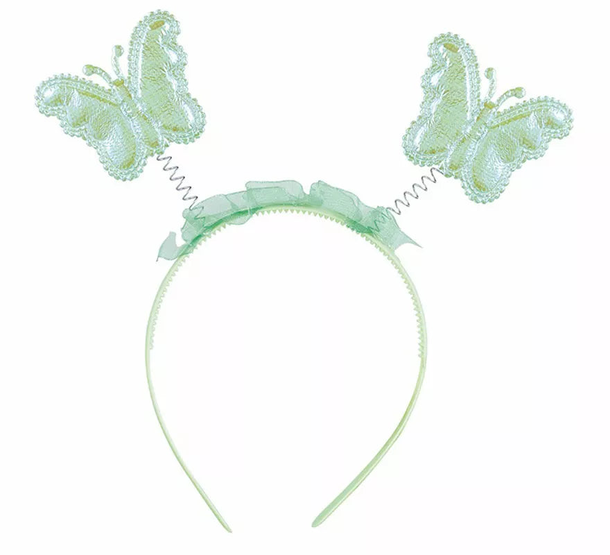 Kit Hada Mariposa Verde: Diadema, Varita y Alas de 35x40 cm