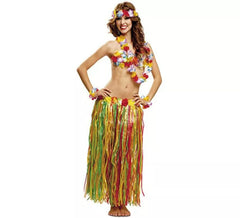 Kit Hawaïenne Deluxe: Diadème, Collier, Bracelets, Soutien-Gorge et Jupe