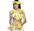 Kit Hawaiano Amarillo: Collar, Cinta para la cabeza y Pulseras