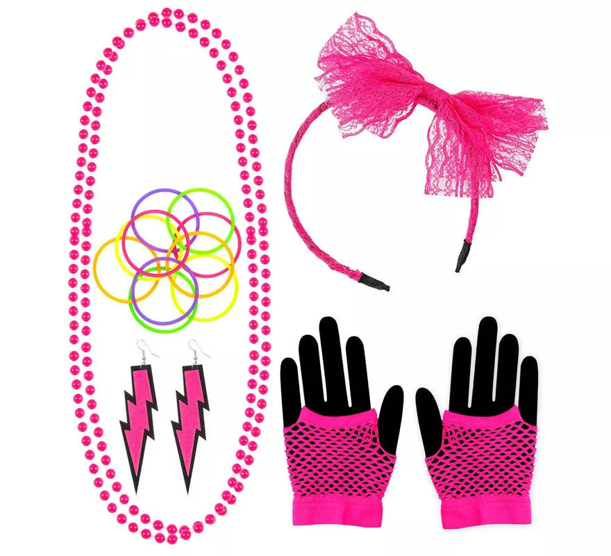 Translation missing: fr.Kit Neón en varios colores Años 80: Diadema, Collar, Pulseras, Pendientes y Guantes