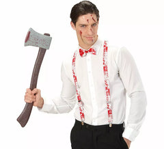 Kit de costume de tueur psychopathe pour homme : bretelles sanglantes et nœud papillon