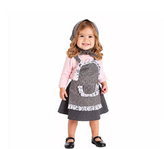 Kit ou Déguisement de Marchande de Marrons avec Tablier Vichy Gris pour bébé