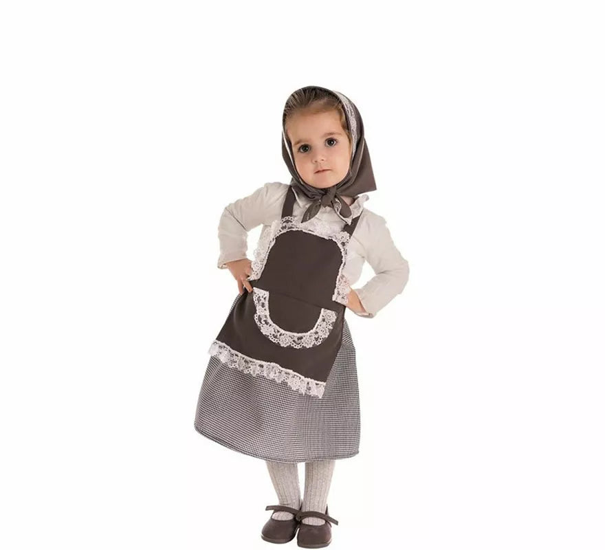 Translation missing: fr.Kit o Disfraz de Castañera Falda Cuadros para niña: Falda, Delantal y Pañuelo