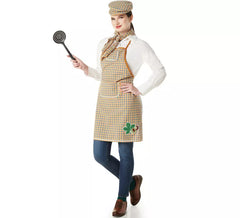 Kit de déguisement de marchande de châtaignes pour femme : casquette, tablier et écharpe
