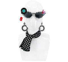 Kit Pin Up Années 50 Noir : Lunettes, Boucles d'Oreilles et Foulard