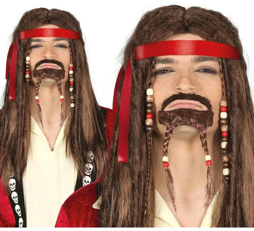 Kit Pirata: Peluca con Rastas y Perilla