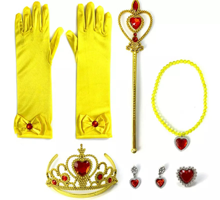 Translation missing: fr.Kit Princesa Infantil Oro: Guantes, Cetro, Collar, Corona, Pendientes y Anillo