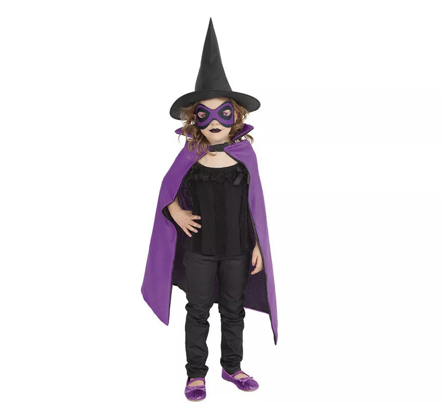Translation missing: fr.Kit Superheroína Bruja Infantil: Capa, Antifaz y Sombrero