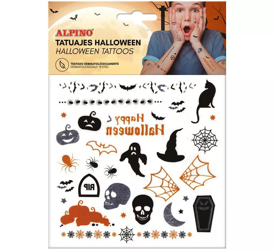 Translation missing: fr.Lámina de Tatuajes Temporales de Halloween en diseños surtidos