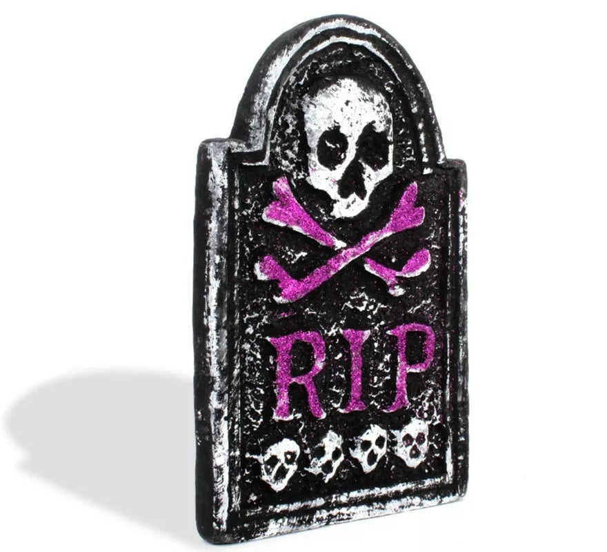 Translation missing: fr.Lápida Calavera RIP púrpura de foam de 17x28 cm