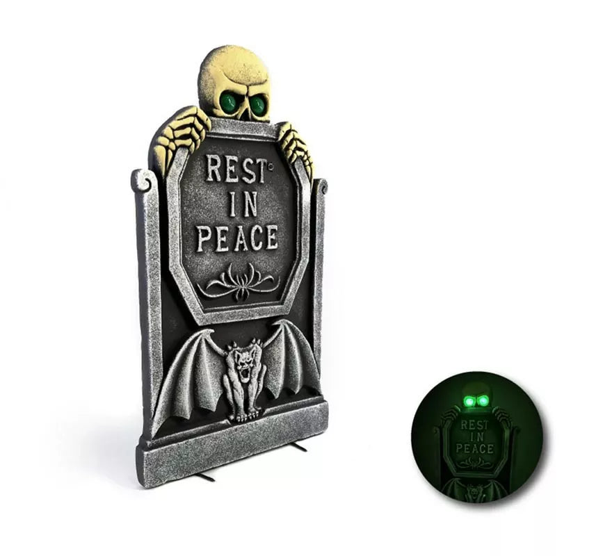 Translation missing: fr.Lápida Calavera verde con luz de 65,5x40,5x3 cm